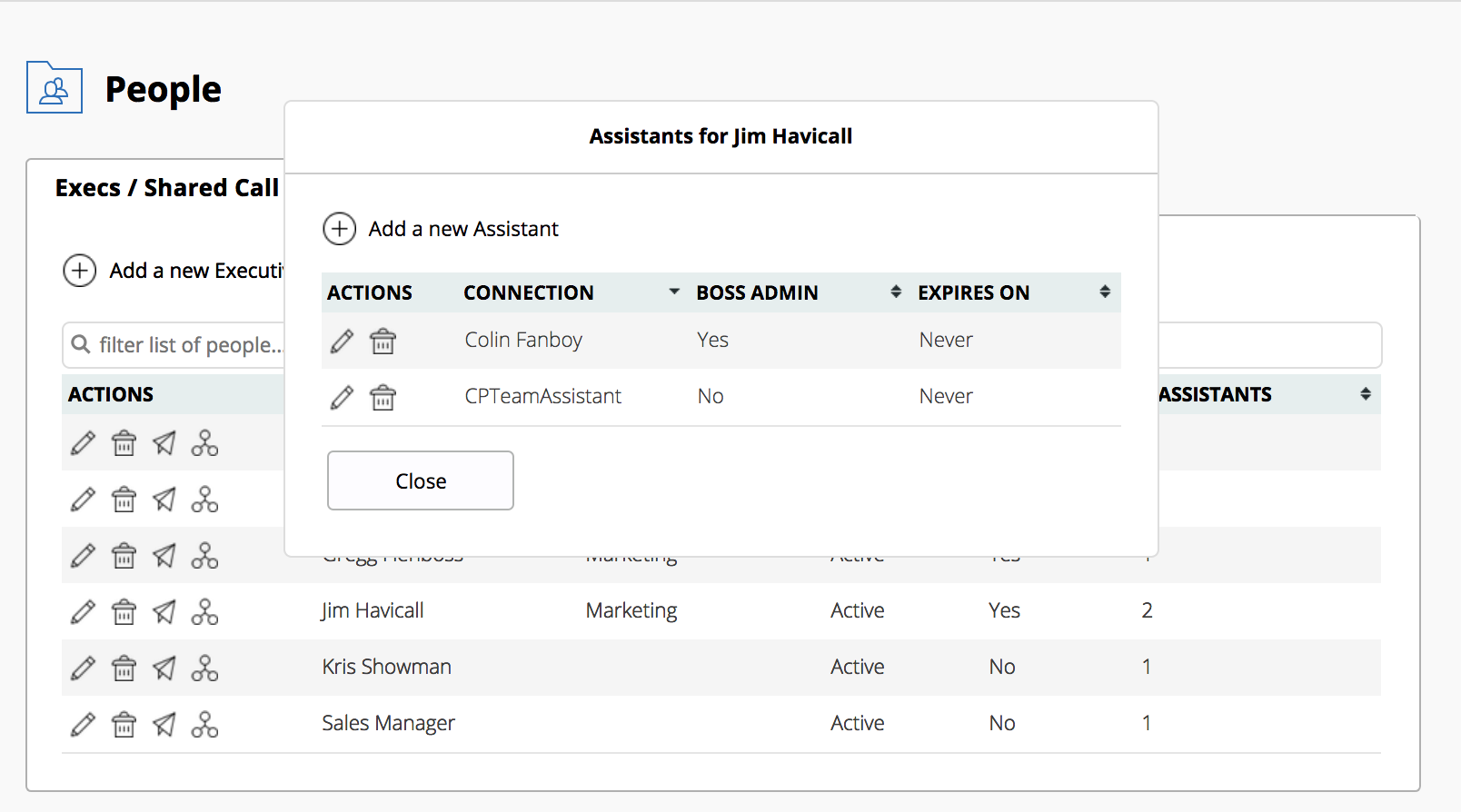 Associating Assistants to Execs