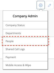 The Company Admin menu is only available to users with Company Admin status and IT Admins.  The People menu is where users are added, deleted and managed
